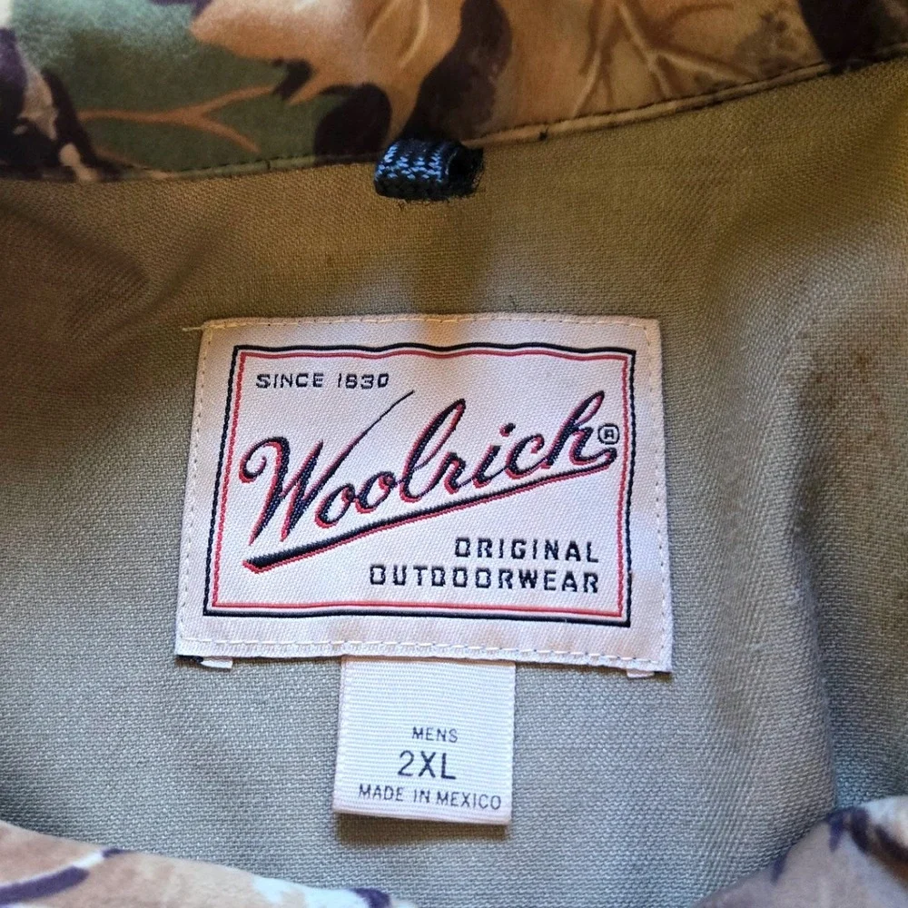 Woolrich Advantage Camo Jacket Mens 2XL Full Zip Bomber Outdoor Hunting Unlined‎
